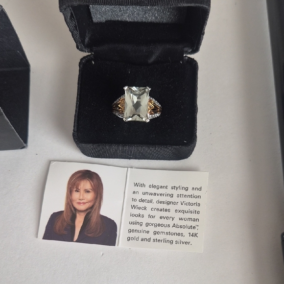 Victoria Wieck Jewelry - Victoria Wieck Silver and Gold Ring with Clear Gemstone